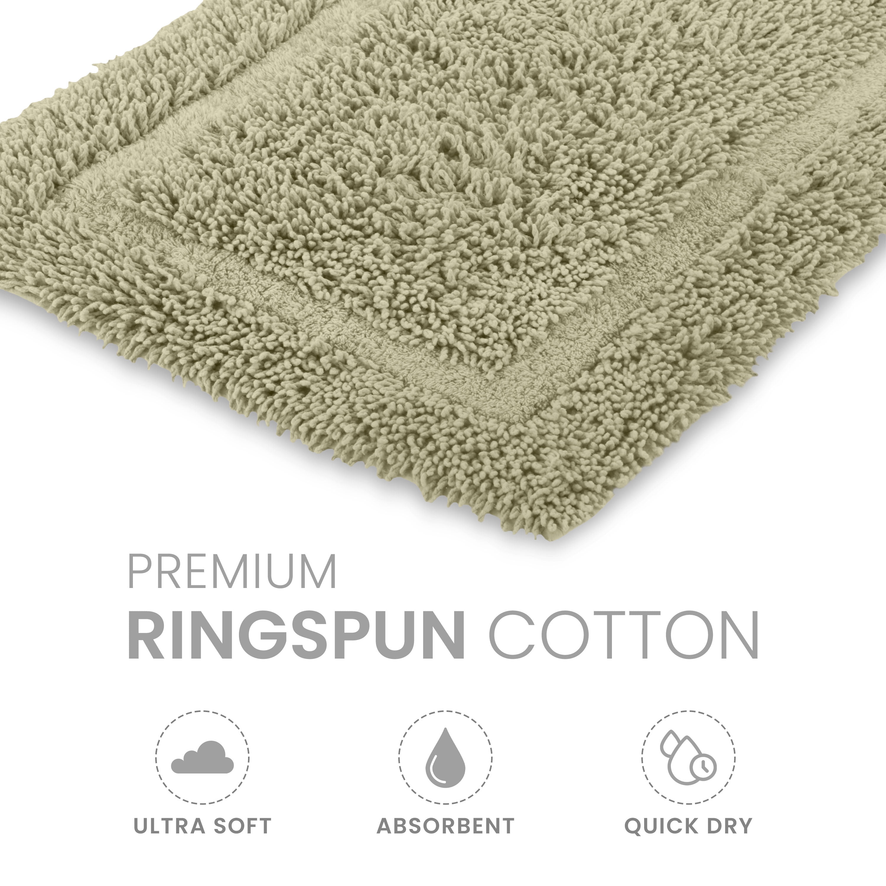 Martex Cotton Bath Rug | Ringspun Soft & Absorbent Non-Slip Quick-Dry Bathroom Mat | Sea Green