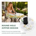 thumbnail image 4 of Round Outdoor Tablecloth with Umbrella Hole and Zipper, Sunflower Tablecloth with Elastic Waterproof, Summer Eucalyptus Botanical Floral Grey Plaid Patio Table Covers for 36" - 44" Pool Tables, 4 of 9