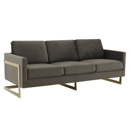 Velvet Sofa Modern Mid-Century Gold Frame Living Room Couch