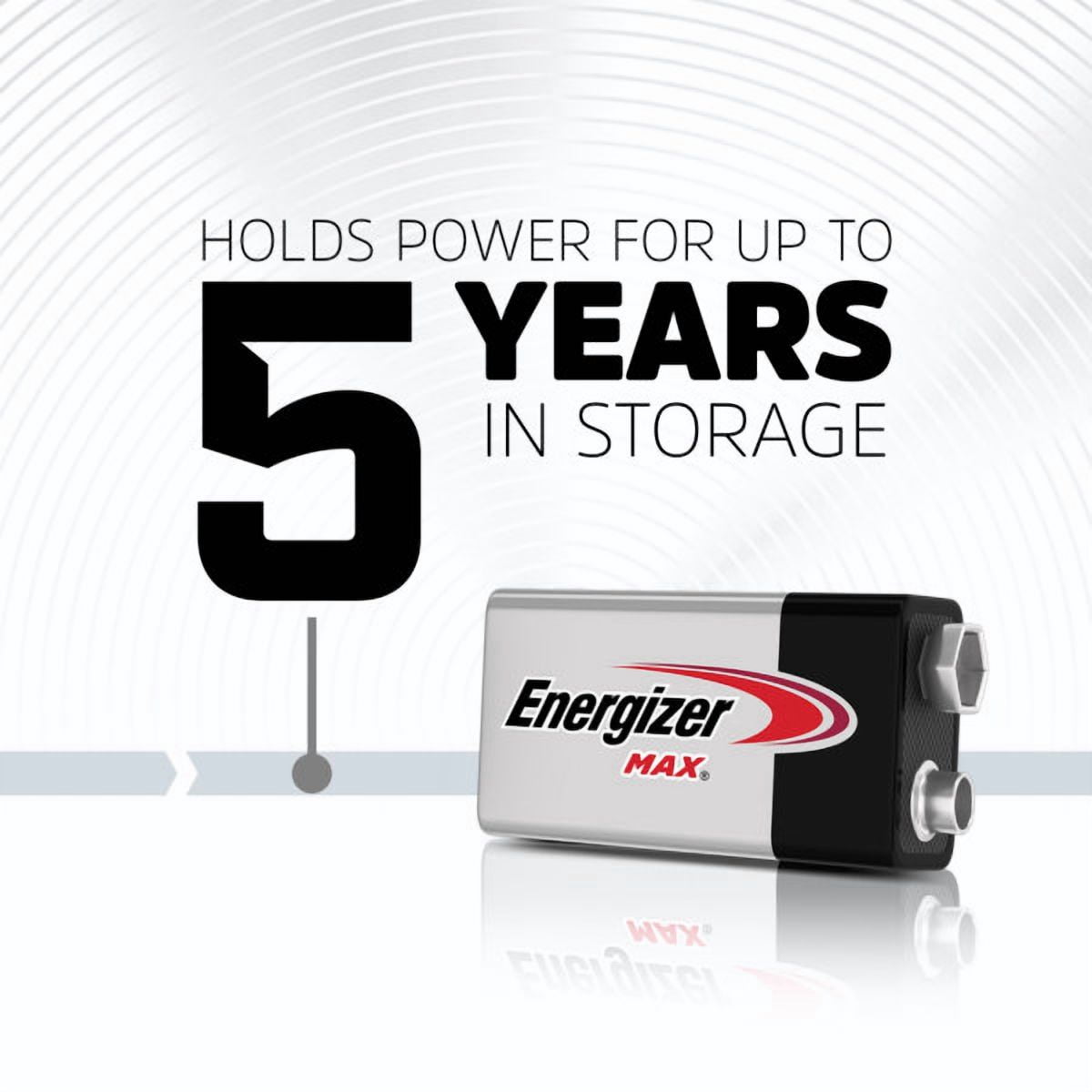 Energizer MAX 9V Batteries (2 Pack), 9 Volt Alkaline Batteries