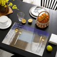 thumbnail image 3 of Purple Brown Placemats Set of 4, Blue White Paint Mottled Painting Texture Placemats for Dining Table, Place Mats for Kitchen Tabletop, Waterproof Wipeable Dining Table Mats Set, 3 of 9