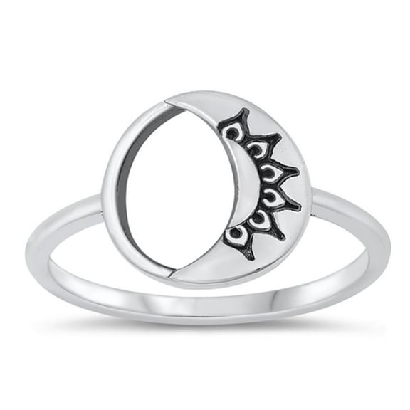 Fashion Mood Ring .925 Sterling Silver Bali Sun Moon Flower Band Jewelry Female Male Unisex Size 4