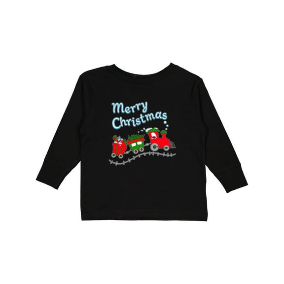 Inktastic Merry Christmas Train with Presents Boys or Girls Long Sleeve Toddler T-Shirt