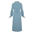 thumbnail image 5 of YueHuiYing Women's Lapel Collared Maxi Blouse Dress V-Neck Elegant Batwing Long Sleeve A-Line Pleated Shirt Long Dress, 5 of 6