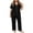 Black, variant on Maplenight 2 Piece Pajamas for Women Set Plus Size Short Sleeve Button Down Tops and Long Pants Pj Set Soft Sleepwear Loungewear