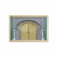 thumbnail image 1 of Moroccan Wall Art with Frame, Antique Doors Morocco Yellow Doorknob Ornamental Carved Intricate, Printed Fabric Poster for Bathroom Living Room, 35" x 23", Yellow Teal Blue, by Ambesonne, 1 of 2