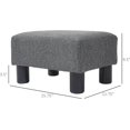 thumbnail image 3 of Ottoman Foot Rest, Small Foot Stool with Linen Fabric Upholstery and Plastic Legs, Cube Ottoman for Living Room, Charcoal Gray, 3 of 9