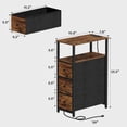 thumbnail image 3 of PrimeCook Shop Narrow LED Night Stand with Charging Station, Slim End Table with Plugins, Tall Side Table with 3 Fabric Drawer, Small Bedside Table with Storage, for Living Room, Brown, 3 of 14
