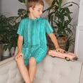 thumbnail image 4 of Fotbe Turquoise Wooden2 Pijama Estampada de 2 Piezas para Niños – Ropa de Dormir de Manga Corta Cómoda para Niños y Niñas, Camiseta y Shorts de Algodón-X-Large, 4 of 6
