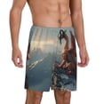 thumbnail image 2 of Pofeuu Red Dragon Mountain Sunrise Print Men's Soft Woven Elastic Waistband Sleep Pajama Short-XX-Large, 2 of 6