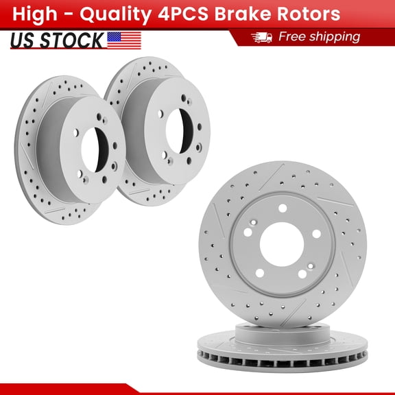 ACB ZONE Front Rear Brake Rotors Set for 2007-2010 Hyundai Elantra, Drilled & Slotted Disc Rotors Kit (980504, 980498)