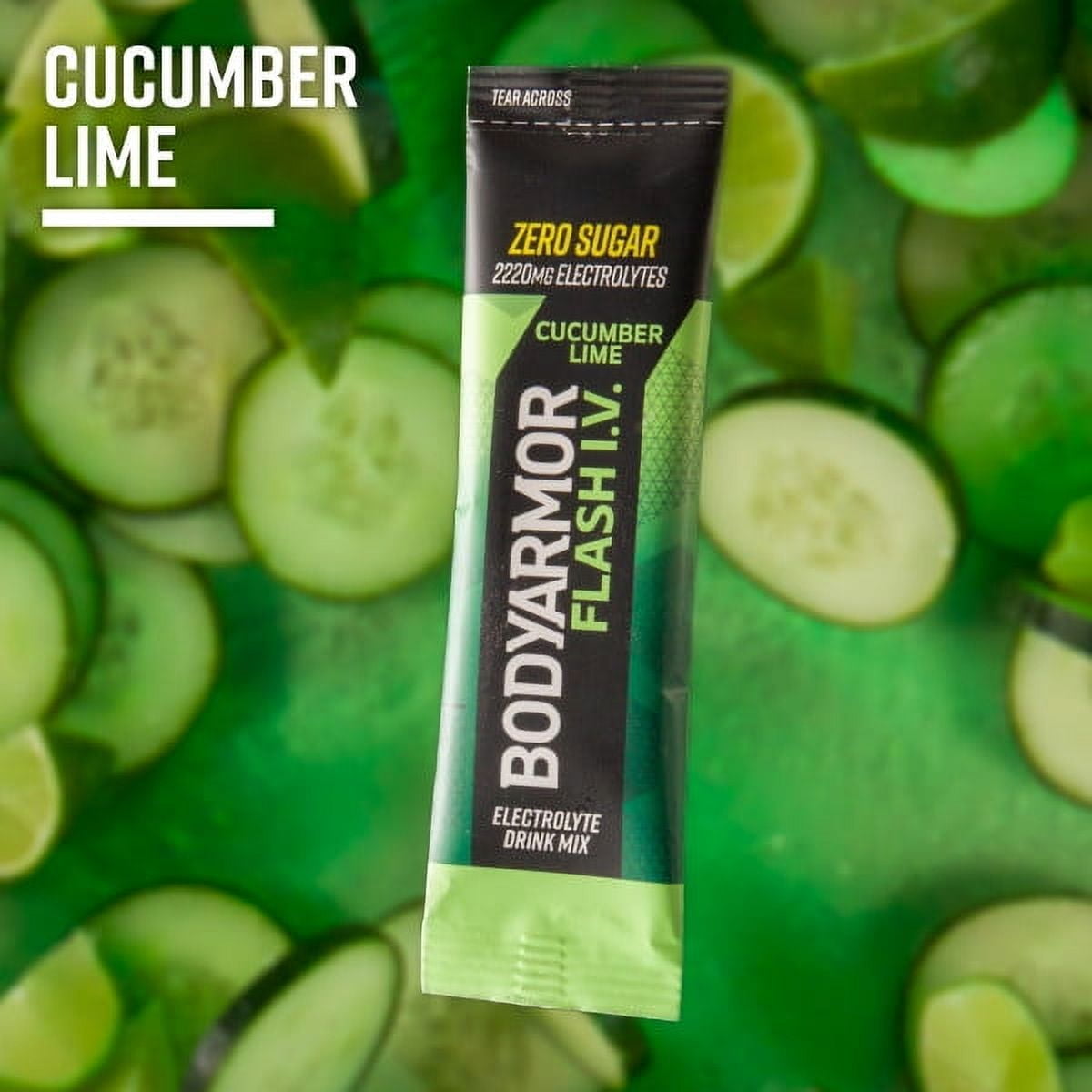 BODYARMOR Flash IV Electrolyte Packets, Cucumber Lime - Zero Sugar Drink Mix, Single Serve Packs, Coconut Water Powder, Hydration (6 Count)