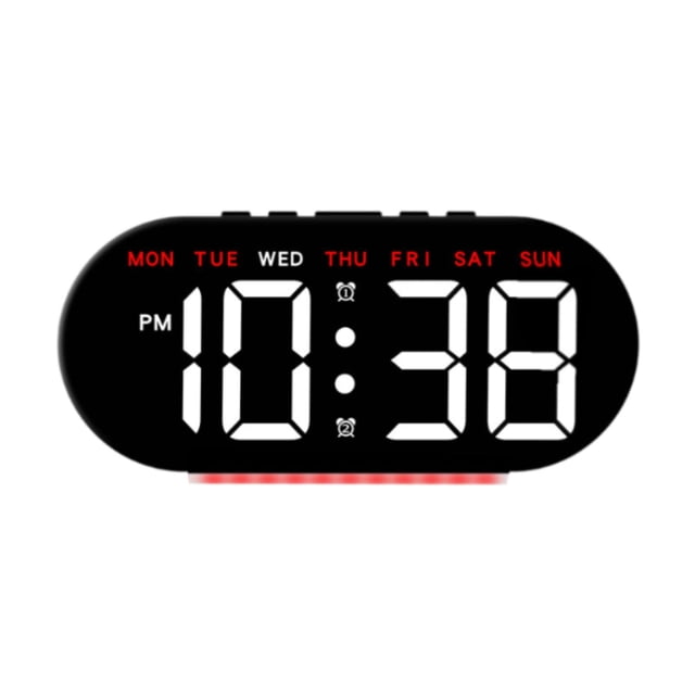 Pantalla de temperatura del reloj de alarma digital LED, ajustable, con luz nocturna, 12/24h de la fecha en la semana de la fecha para la habitación Luz roja