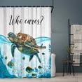 thumbnail image 2 of MIZHONA Sea Turtle Shower Curtain Funny Cat and Ocean Fish Fabric Bath Curtains for Kids Bathroom Decor 72x72 in, 2 of 5