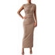 thumbnail image 1 of BTFBM - Vestido ajust fruncido para mujer, de verano, casual, sin mangas, con abertura en la espalda, elegante, club, fiesta de noche, cóctel, vestido largo, 1 of 3
