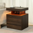 thumbnail image 5 of Hommpa Modern Nightstand Set of 2 LED Nightstand with 15W Wireless Charging Type C USB Port 2 Drawers Bedside Table Storage High Gloss Night Table Brown End Side Table for Bedroom Furniture Tall, 5 of 7