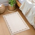 thumbnail image 2 of Nanan 2'x3' Scalloped Edge Area Rug, Machine Washable Low-Profile Woven Carpet, Non-Slip Soft Textured Rug for Living Room Bedroom Nursery Home Decor,Beige, 2 of 7