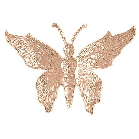 14K Rose Gold Butterflies Pendant - 40 mm