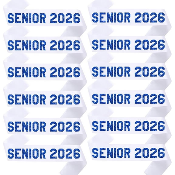 1 pcs Senior Sash 2026 Glitter Letter Class of 2026 Graduation Sash Finally Graduated Cheerleader Party Decorations White Blue