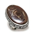 thumbnail image 2 of Natural Mud Crack Fossil Gemstone Handmade 925 Sterling Silver Ring Size 7, 2 of 2
