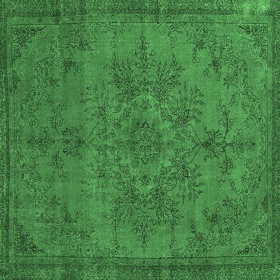 Ahgly Company Indoor Square Oriental Emerald Green Industrial Area Rugs, 3' Square