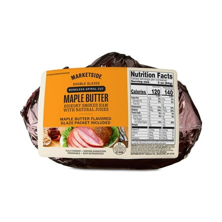 Marketside Natural Juice Boneless Spiral-Cut Maple Butter Glazed Ham Hickory Smoked Ham, Whole Muscle Cut, Pork, 2 - 4.8 lbs