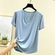 thumbnail image 1 of Blusa de pijama de manga corta para mujer, lisa, informal, a la moda, con cuello regular, de manga corta, pijama para mujer, 1 of 6