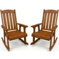 thumbnail image 6 of Innovaze Outdoor Wooden Rocking Chair, Solid Fir Wood Porch Rocker with Ergonomic High Backrest, Deep Comfortable Seat, Heavy Duty Patio Chair for Front Porch & Garden (Teak Tone, 2-pack), 6 of 7