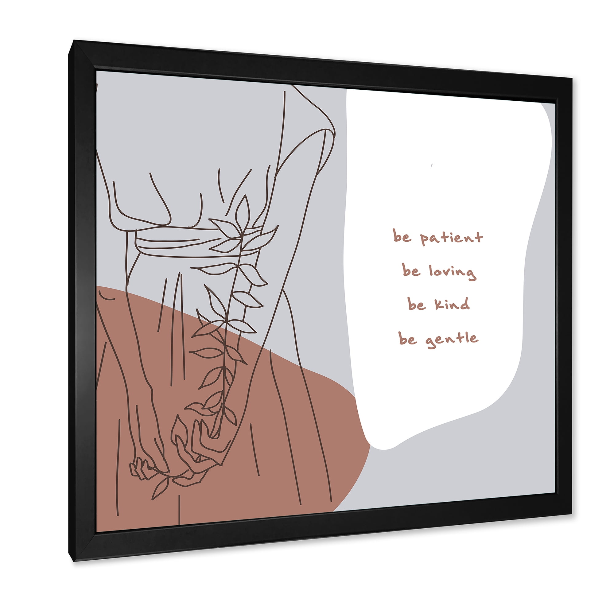 Designart 'Be Patient Be Kind Be Loving Be Patient One Line Leave' Modern Framed Art Print
