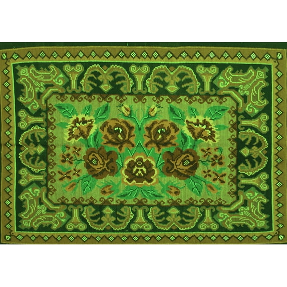 Ahgly Company Indoor Rectangle Persian Green Traditional Area Rugs, 8' x 10'