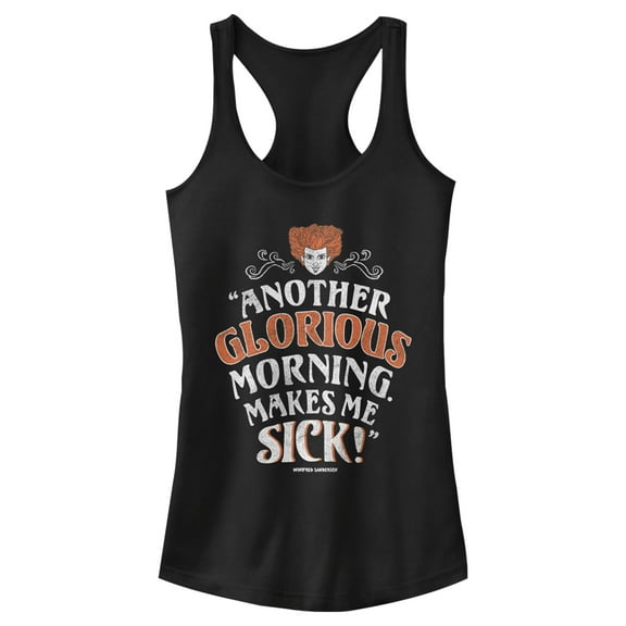 Junior's Hocus Pocus Winifred Glorious Morning Racerback Tank Top Black 2X Large