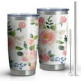 thumbnail image 1 of Gobelet 20oz avec Couvercle et Paille en Acier Inoxydable Rose Fleurs Roses Gobelet Isolé sous Vide pour Eau Café, Double Paroi Gobelet de Voyage Réutilisable pour Boissons Chaudes, 1 of 6