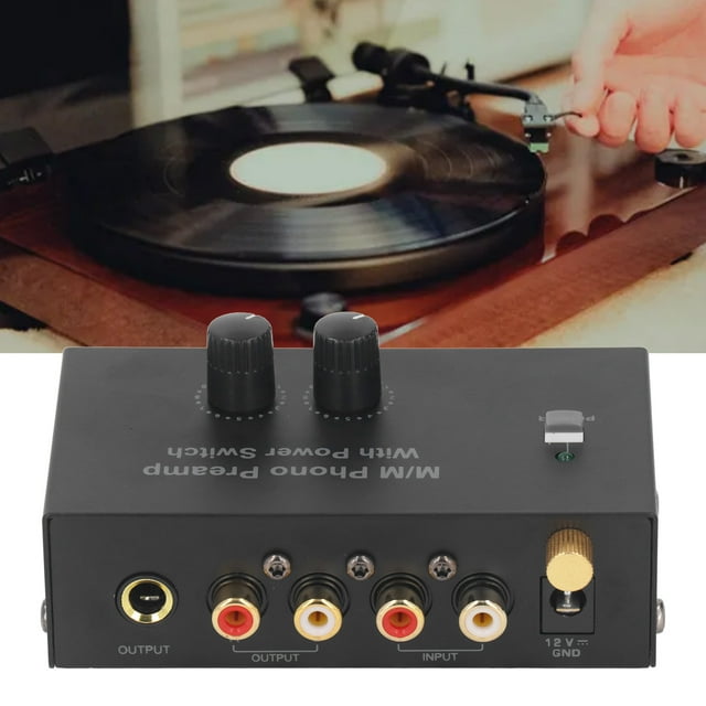 Phono Turntable Preamp, Low Noise Record Player Preamplifier Electronic Sound Stereo Phonograph Preamplifier with Knob Control