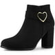 thumbnail image 1 of Botines de tacón alto grueso con punta redonda en forma de corazón para mujer Negro 41, 1 of 7