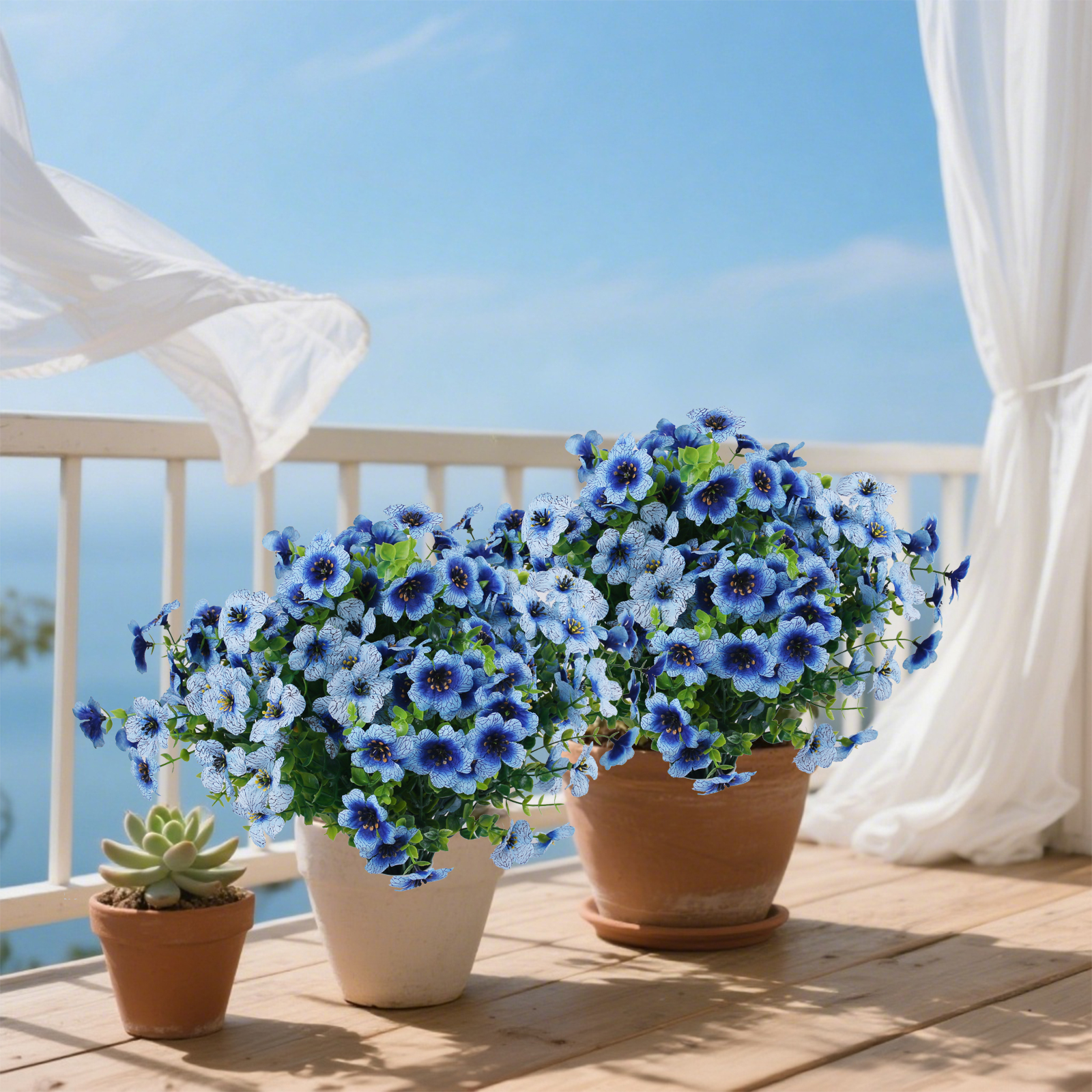 9 Bundles Artificial Flowers for Outdoor,No Fade Fake Plastic Flowers Faux Plants for Decoration Hanging Planters Indoor Outside Garden Porch Window Box Home Wedding Farmhouse