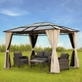thumbnail image 2 of Yangming 10x12 FT Gazebo，Hardtop Gazebo Outdoor Canopy with Mosquito Netting and Curtains, 2 of 6