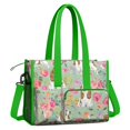 thumbnail image 2 of Teacher Tote Bag,Basset Hound and Pioneer Flower Teacher Utility Tote Bag,Large Work Tote Bags for Women with Multiple Pockets,Top Zipper Closure,13.8x10.6x6.7 Inch, 2 of 5