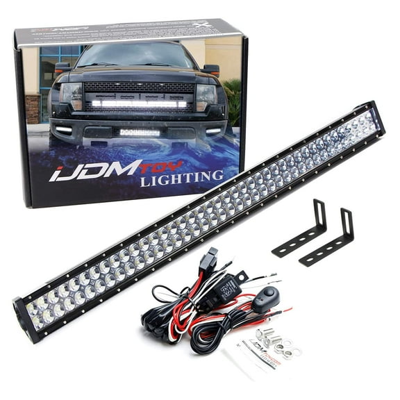 Behind Grille Mount 40-Inch LED Light Bar Kit For 2009-14 Ford F150 & Raptor, Incl (1) 240W High Power LED Lightbar, Under The Hood Mounting Brackets & On/Off Switch Wiring Kit