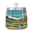 thumbnail image 2 of Outdoor Ashtray with Lid for Cigarette Stainless Steel Smokeless Ash Tray for Patio Home Table Decor Vibrant Woodblock Landscapes, 2 of 7