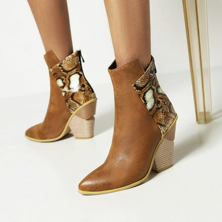 

Tejiojio Fall Clearance Large Size Women s Autumn And Winter Boots Snake Print Super High Heel Sleeve Ankle Boots