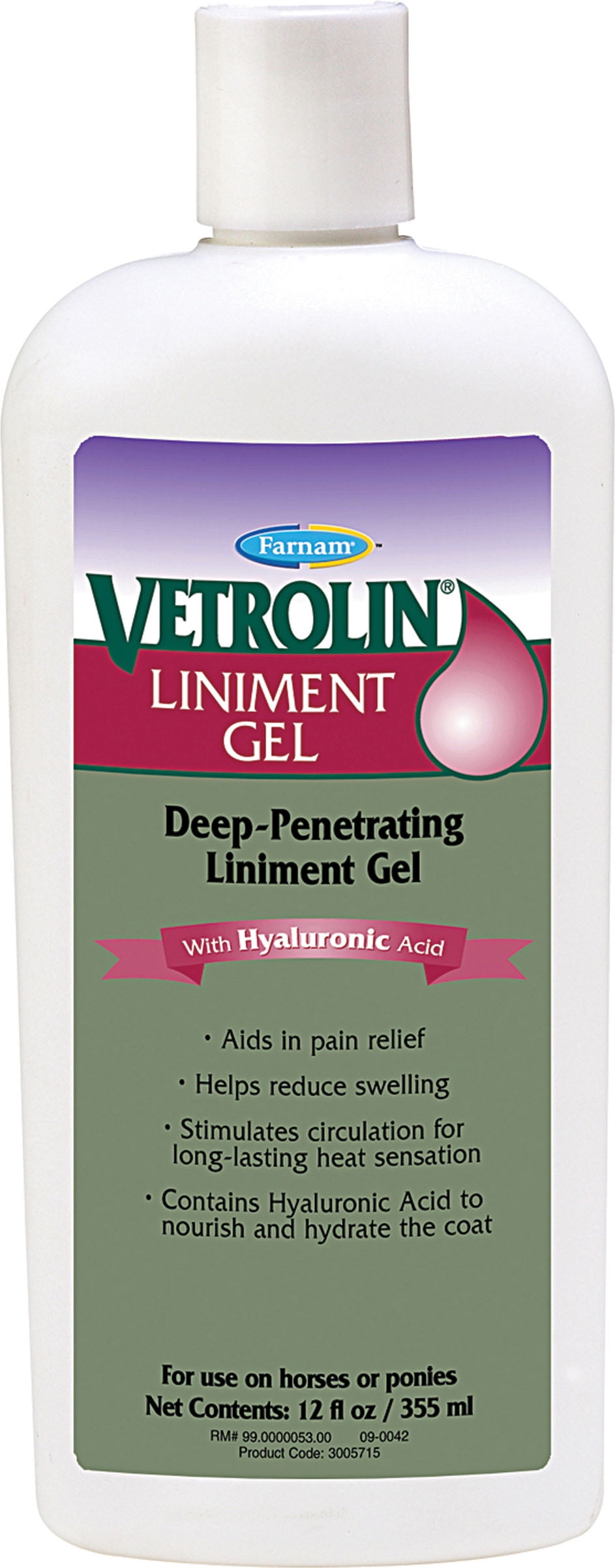 Farnam Vetrolin Liniment Gel for Equine, 12 Fl Oz