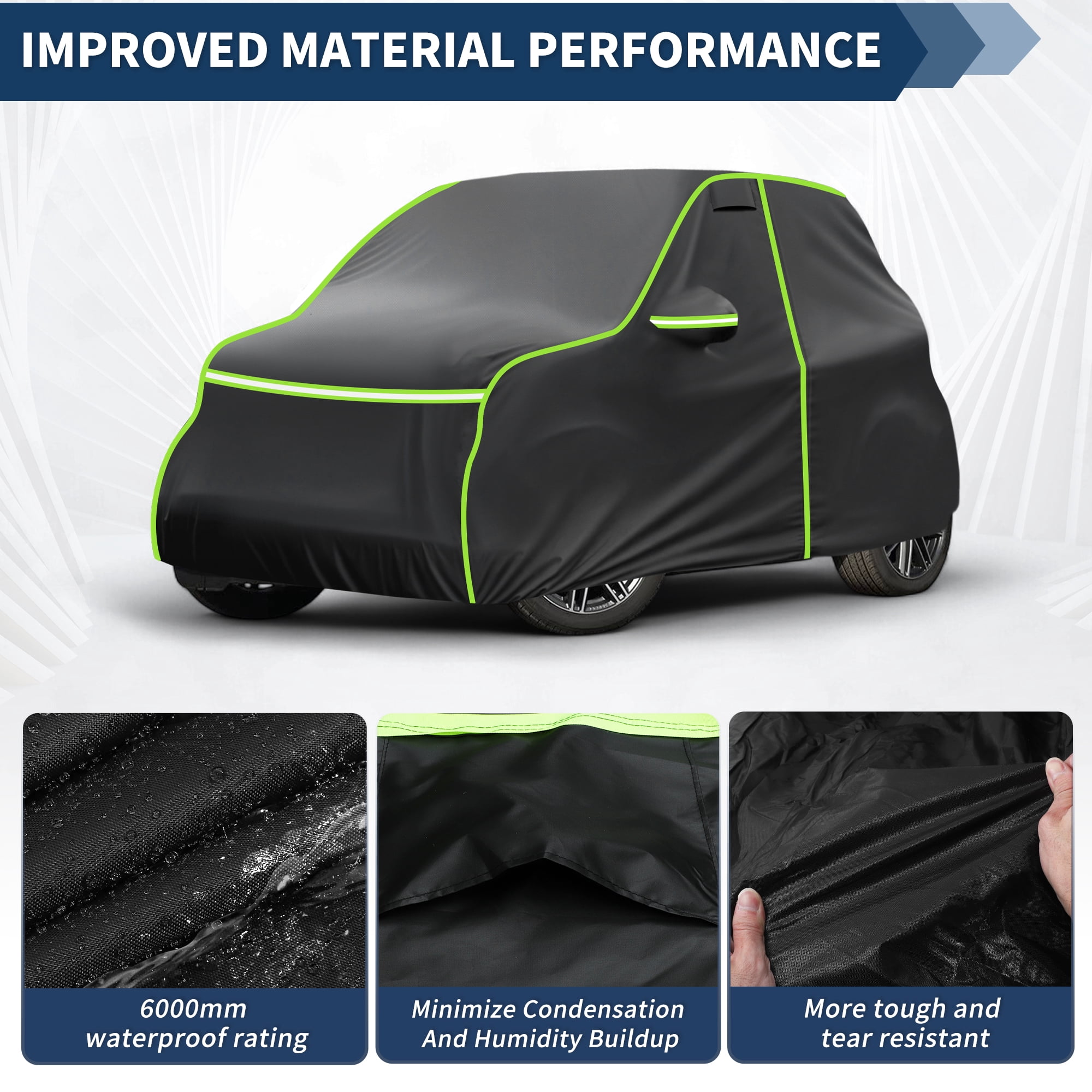 Unique Bargains 210D Car Cover Wind Snow Rain UV Resistant for Smart Fortwo 2007-2019 210D