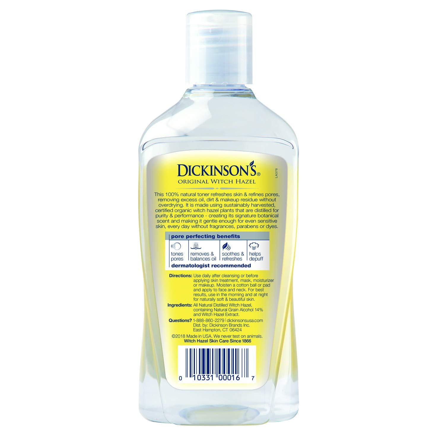 Dickinson's Original Witch Hazel Pore Perfecting Toner Skin 16 oz, 3-Pack