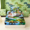 thumbnail image 3 of Manfei Cartoon Dinosaur Wildlife Twin Fitted Sheet,Funny Animals Bedding,Blue Brown,2pcs,1 Fitted Sheet and 1 Pillowcase, 3 of 6