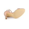 thumbnail image 5 of BLISSFUL STEP Women's Embroide Leather Ankle Strap Stiletto Heel Sandals Rose Gold 7, 5 of 8