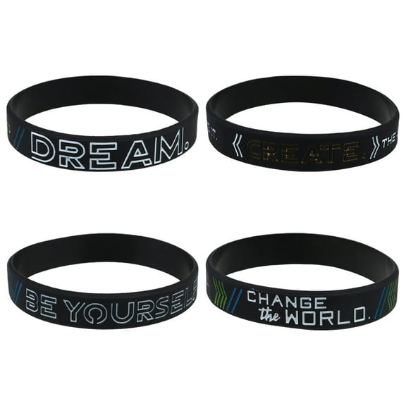 Sipeihong Silicone Bracelet 4Pcs Silicone Bracelet Motivational Wristband Elastic Inspirational Wrist Strap Bangle for Teens ( Be Yourself Create)