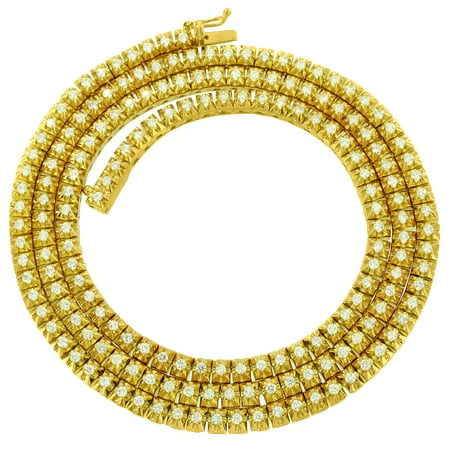 - Pyramid Link Tennis Necklace 10k Gold Solitaire 1 Row 28