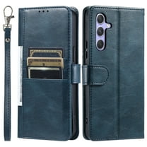 Dteck for Samsung Galaxy A35 Case, Galaxy A35 5G Phone Case Wallet for Women Men with 6 Card Slots, PU Leather Magnetic Flip Wallet Phone Case with Wrist Strap for Samsung Galaxy A35 5G,Deep Blue