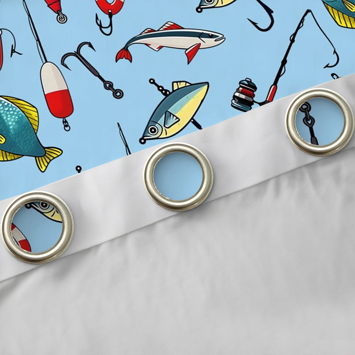 Feelyou Hunting and Fishing Black Out Curtains, Cartoon Pike Fish Curtains Pack of 2 (42x63 Each), Teens Kids Boys Girls Bedroom Curtains, Living Room Curtains Decor