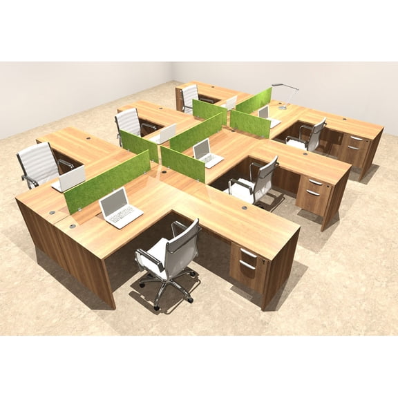 Six Person Modern Accoustic Divider Office Workstation Desk Set, #OT-SUL-FPRA45